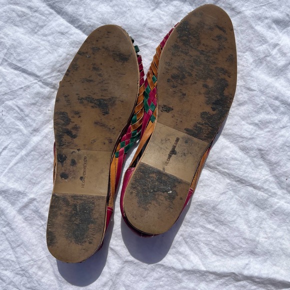 Muted Berry and Camel Woven Leather Flats - Picture 4 of 11